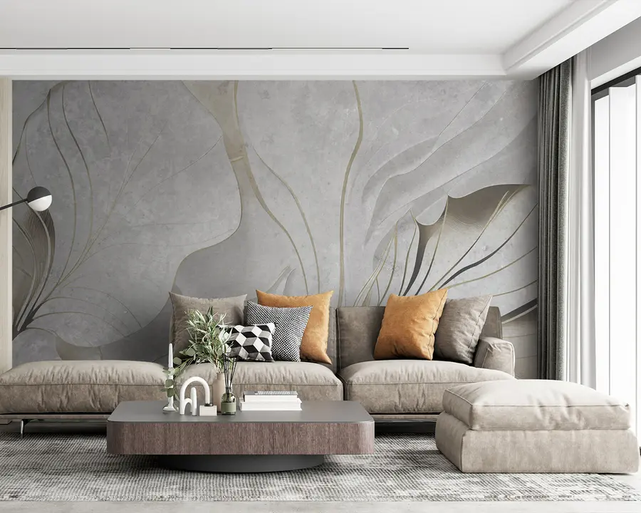 wall murals Delicate abstraction from large leaves u94007