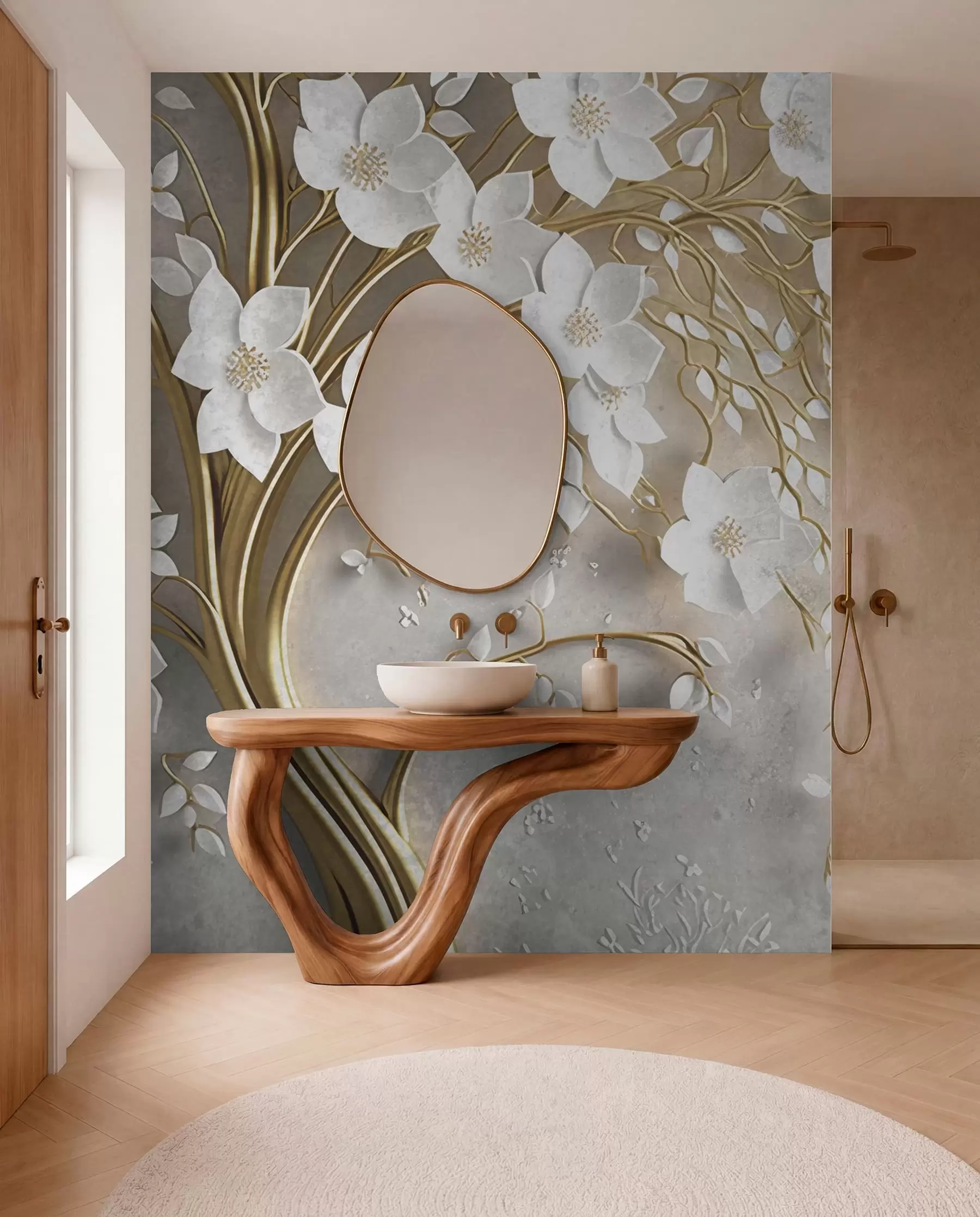 wall murals tree with white flowers u94015