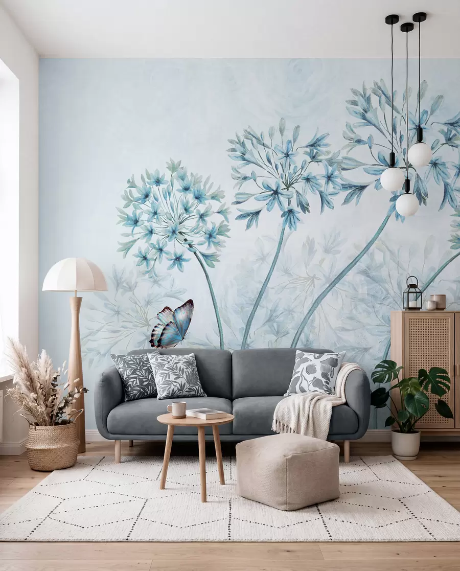 wall murals Plant, flower and blue u35495