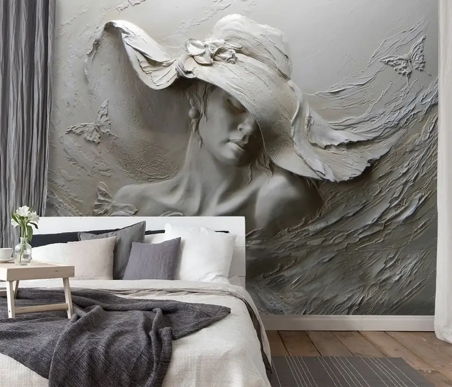 wall murals Woman in a hat 3D u62592