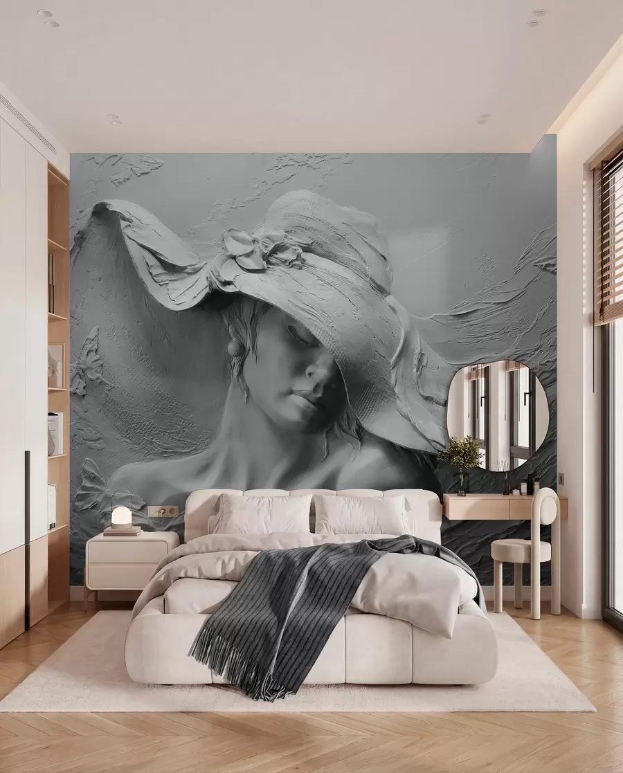 wall murals Woman in a hat 3D u62592