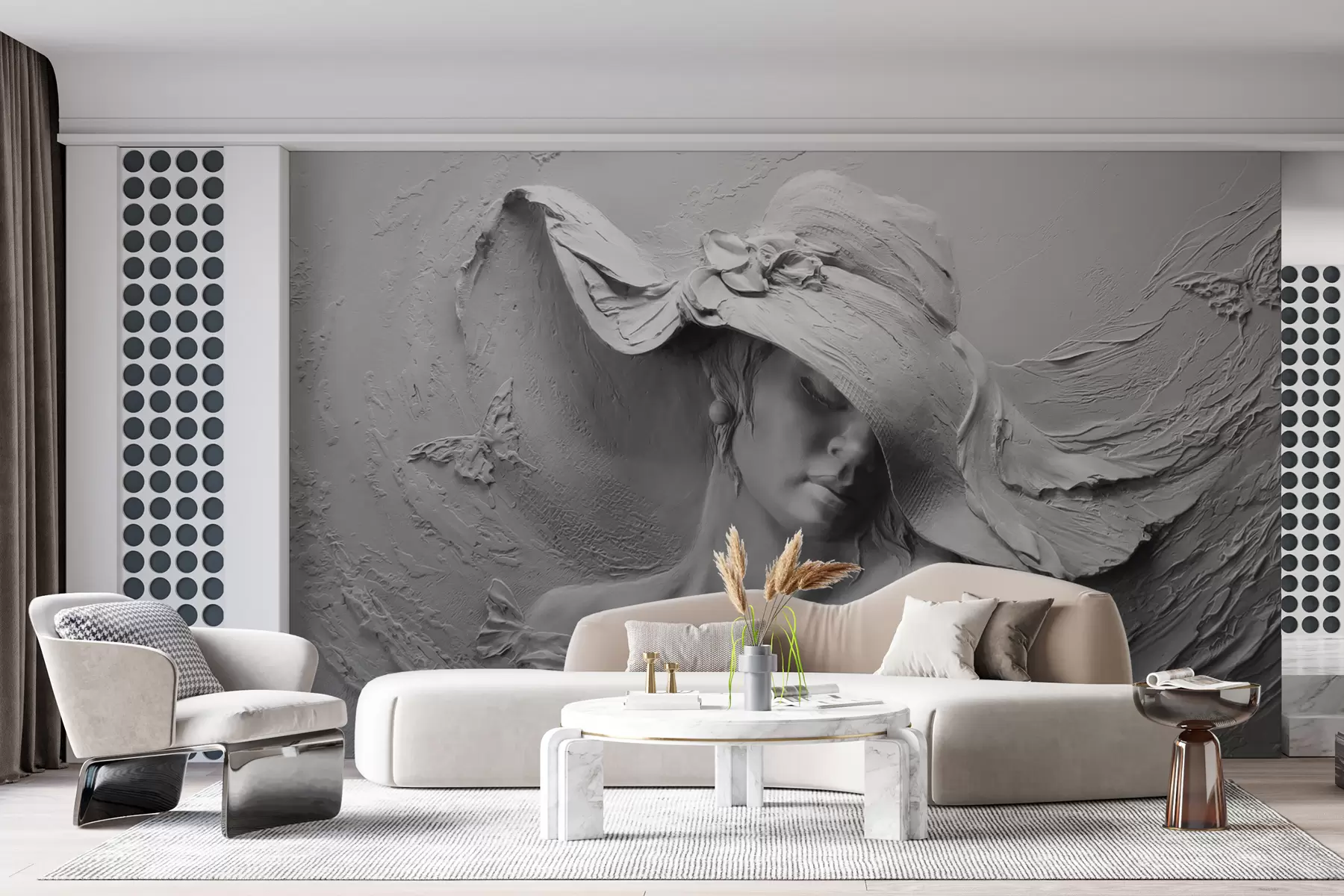 wall murals Woman in a hat 3D u62592