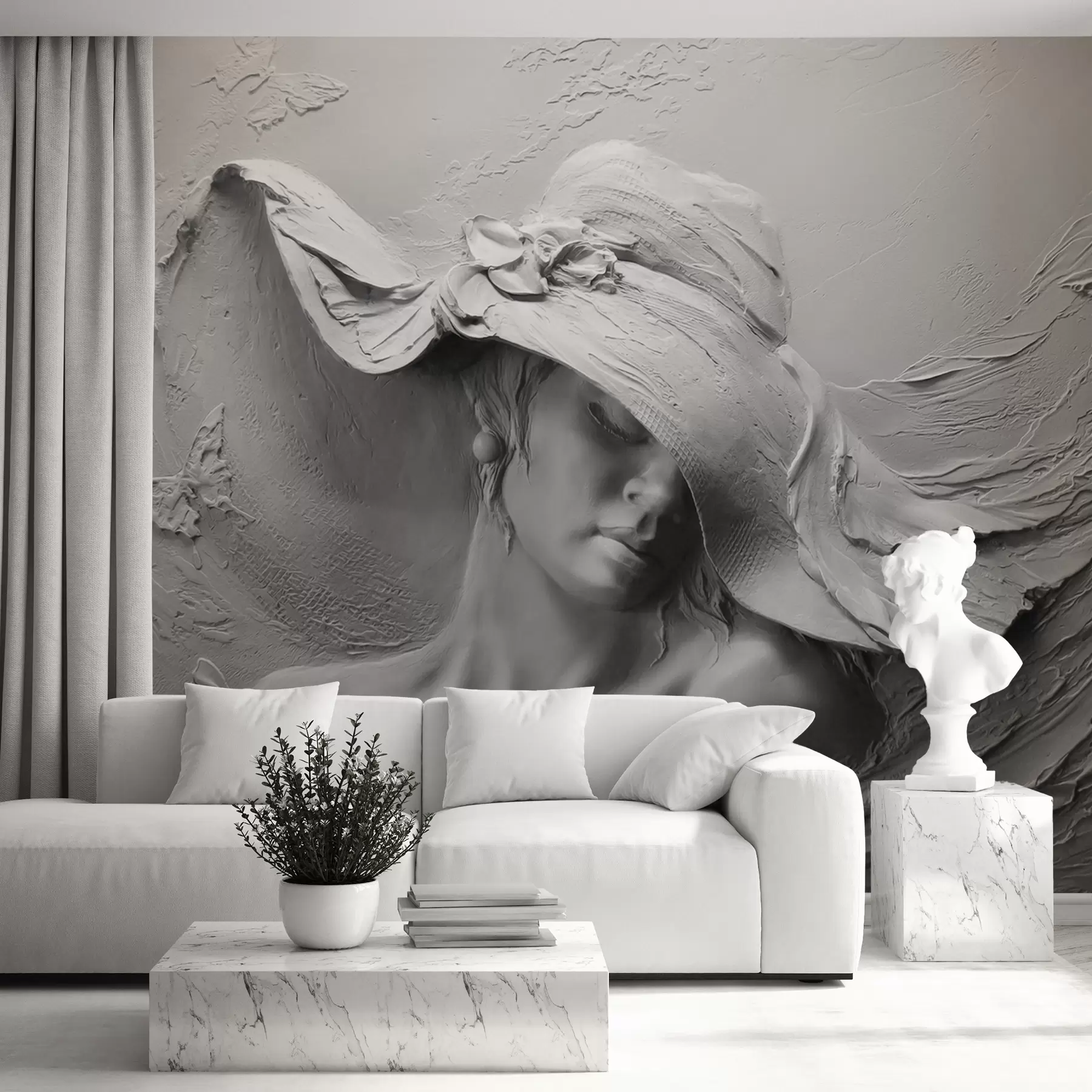 wall murals Woman in a hat 3D u62592