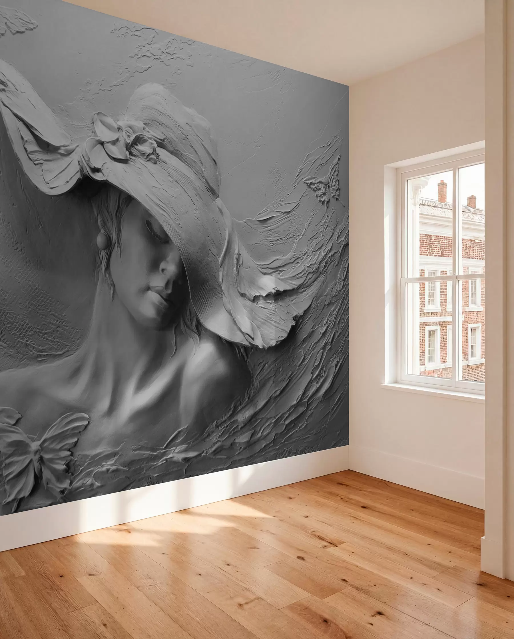 wall murals Woman in a hat 3D u62592
