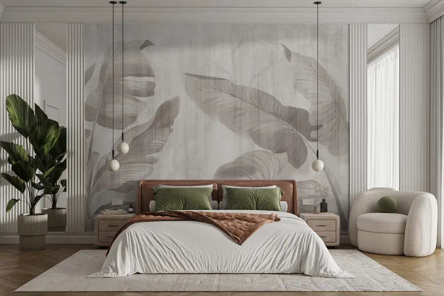 wall murals Tropical leaves in grunge style u00299