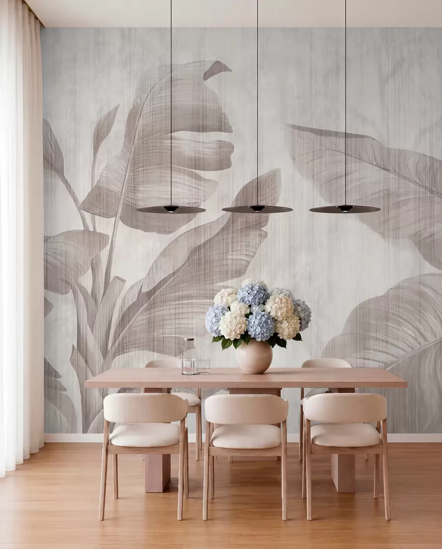 wall murals Tropical leaves in grunge style u00299