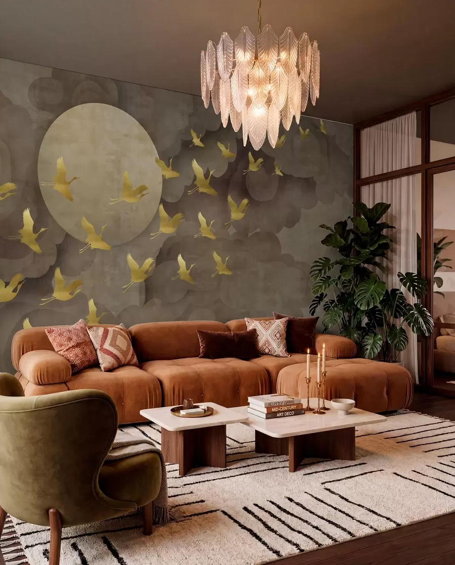 wall murals Flight of storks, Chinese style u00554