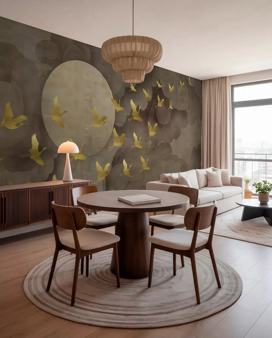 wall murals Flight of storks, Chinese style u00554