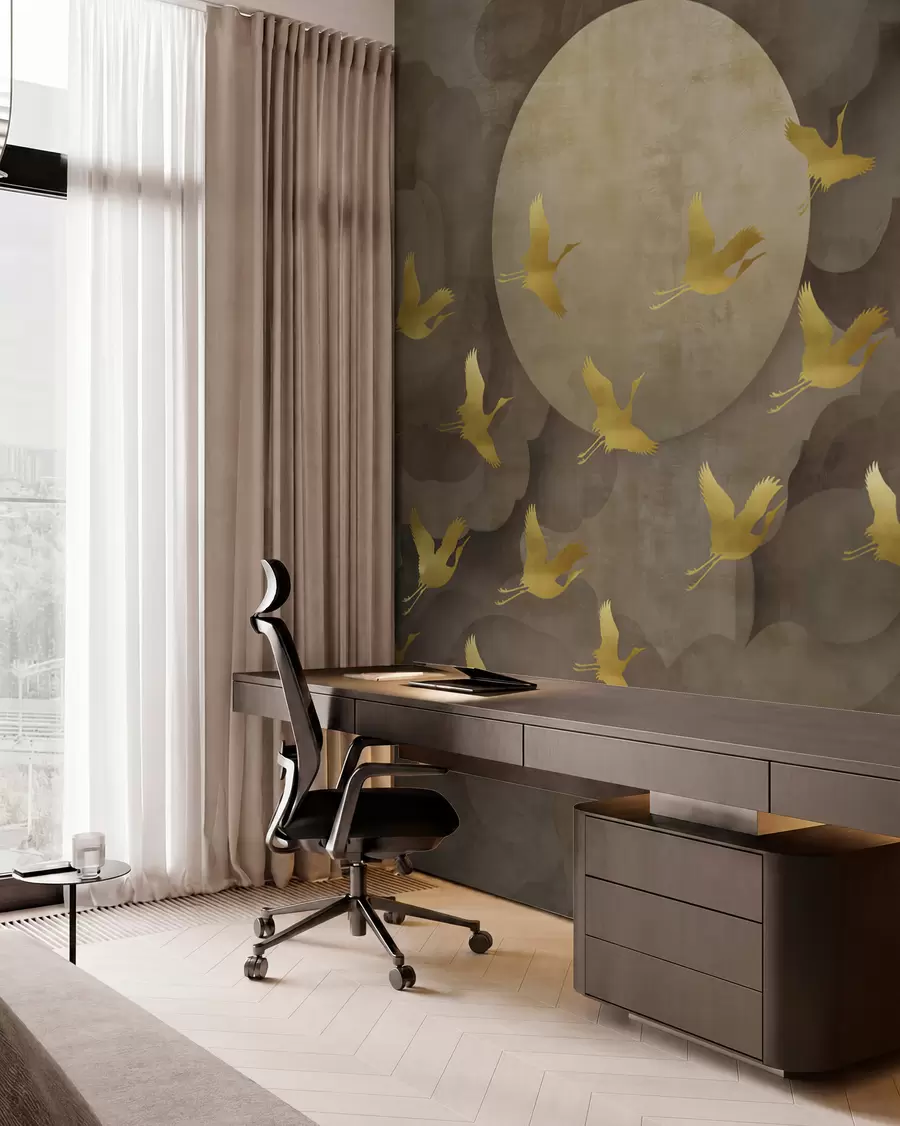 wall murals Flight of storks, Chinese style u00554