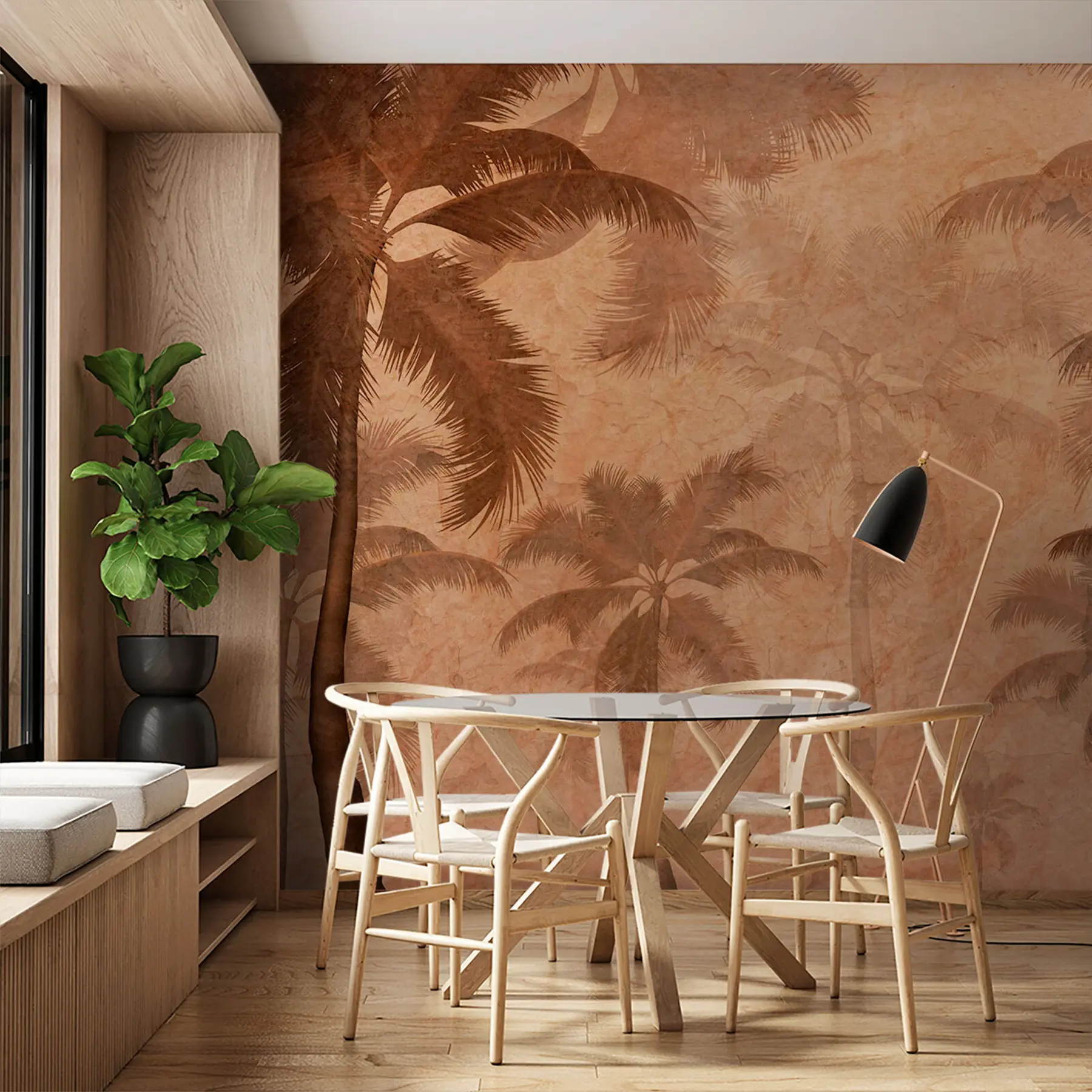 wall murals Sepia palm u94404