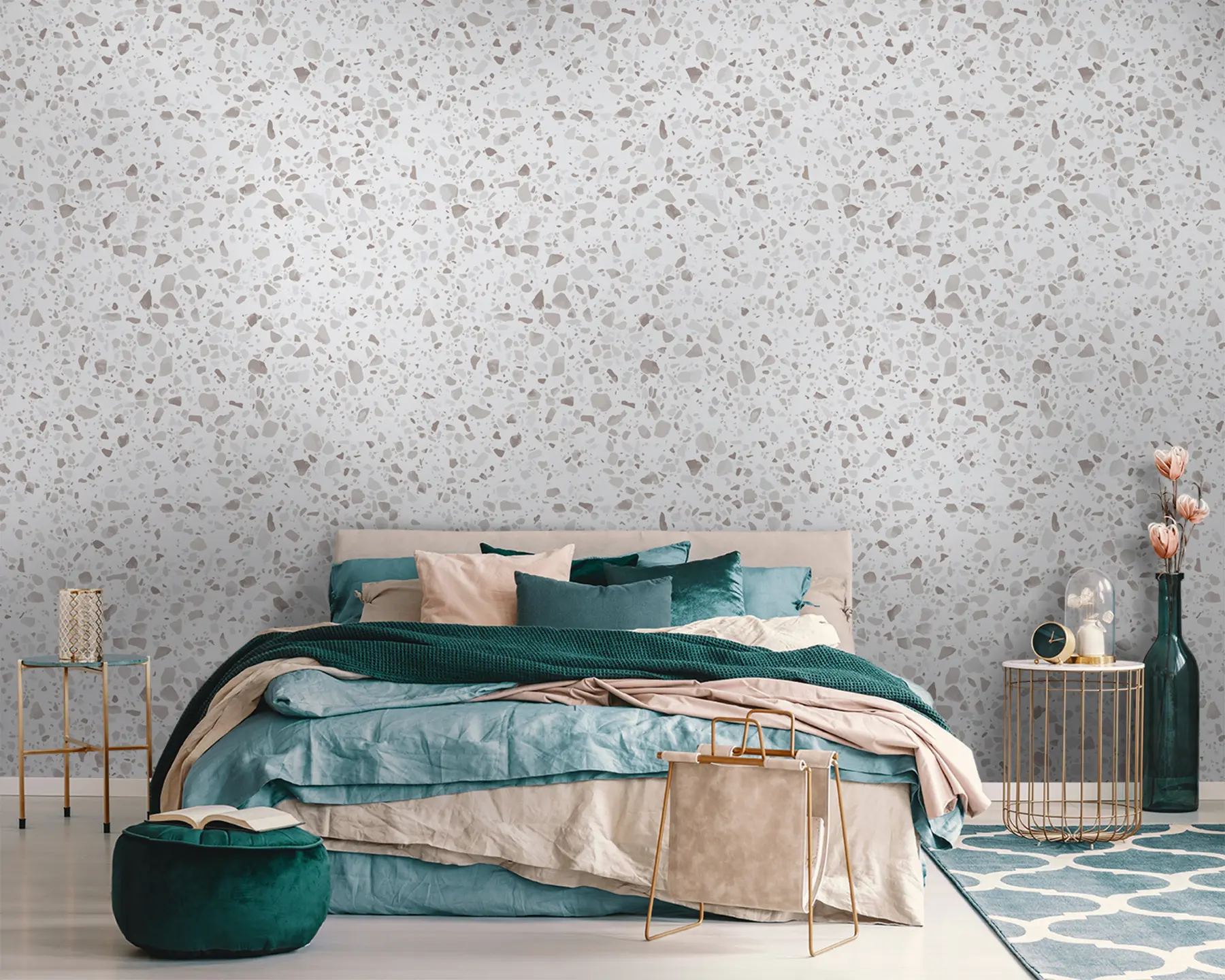 wall murals Terrazzo tiles, mosaic with natural stones, granite, marble, quartz, concrete u94304