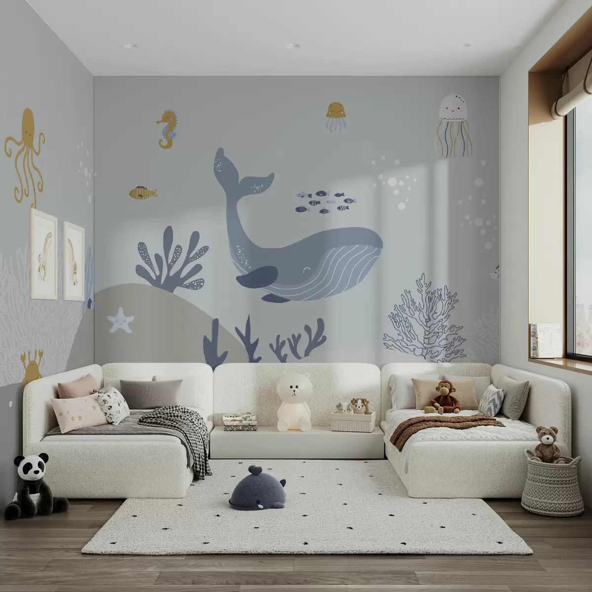 wall murals Sea life, cute whale u94308