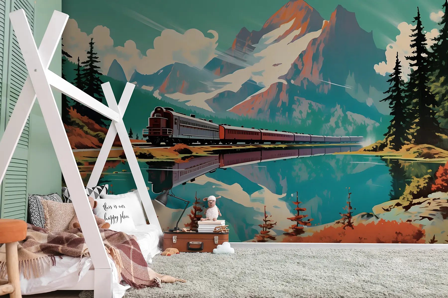 wall murals Mountain landscape and train u94759