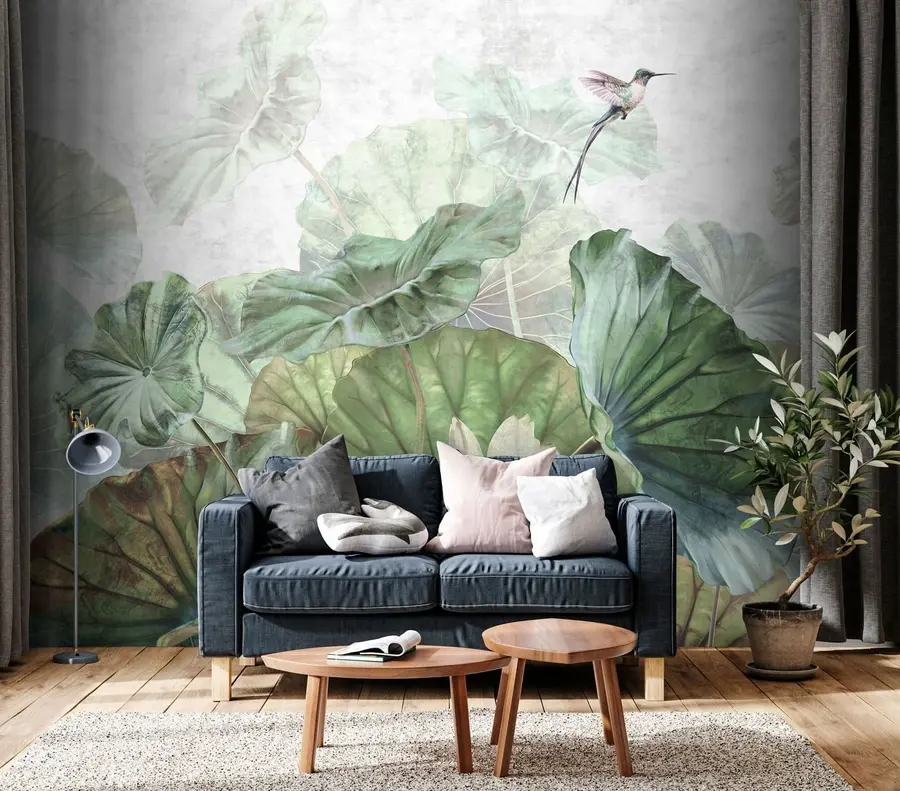 wall murals Large Water Lilies Water Lilies and Pink Flamingo u94273