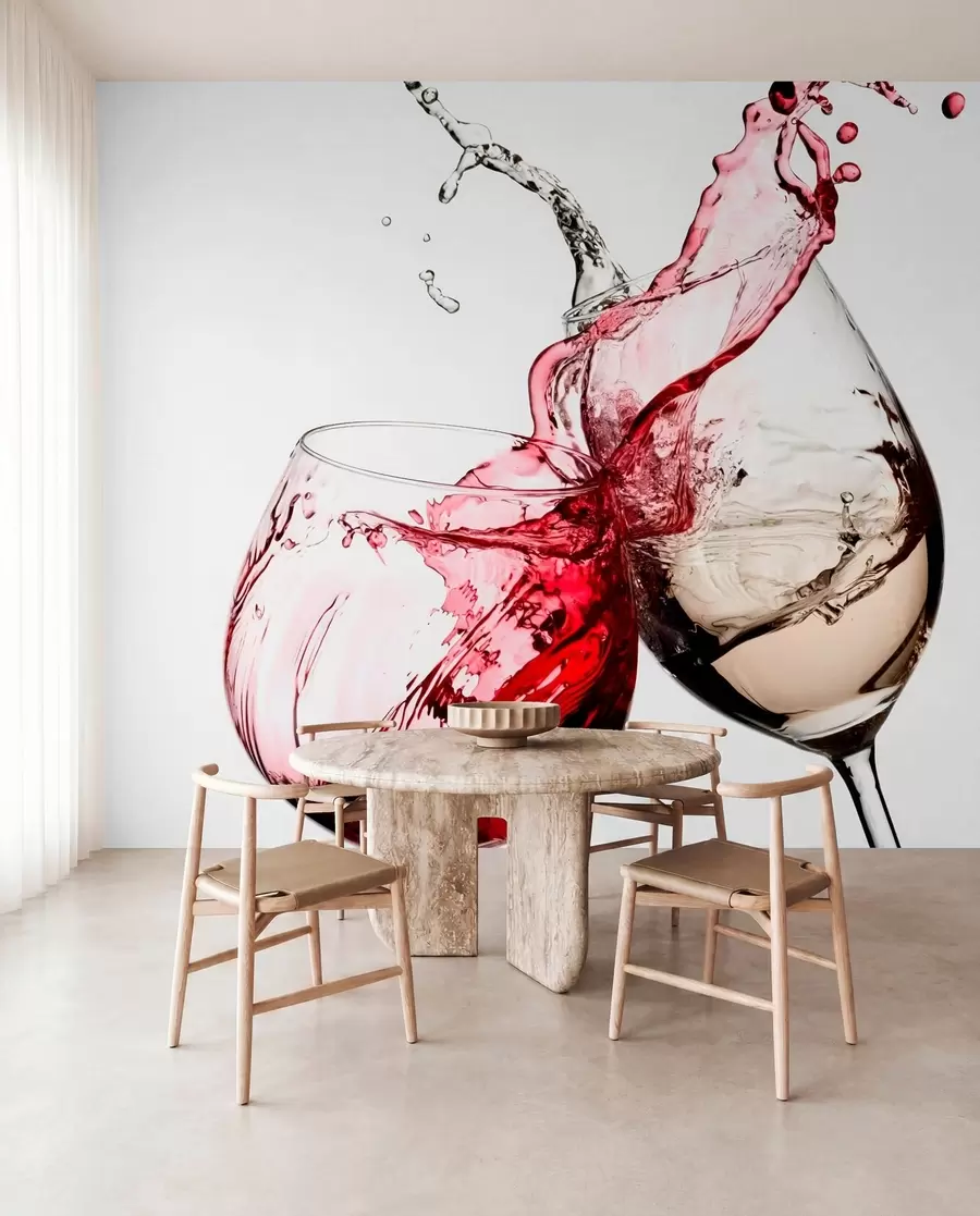wall murals White and red wine in glasses u75563