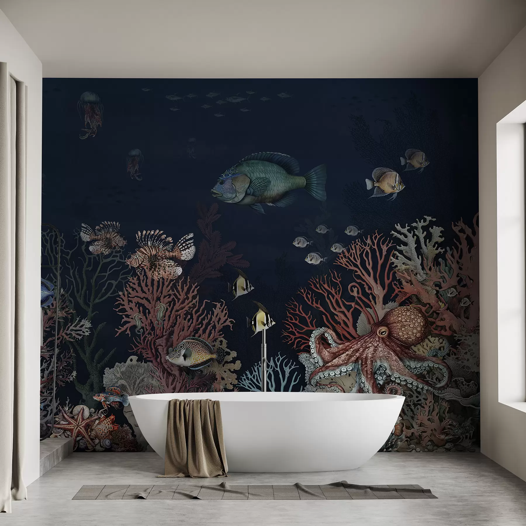 wall murals Coral reefs and fish in the depths of the bay u94467