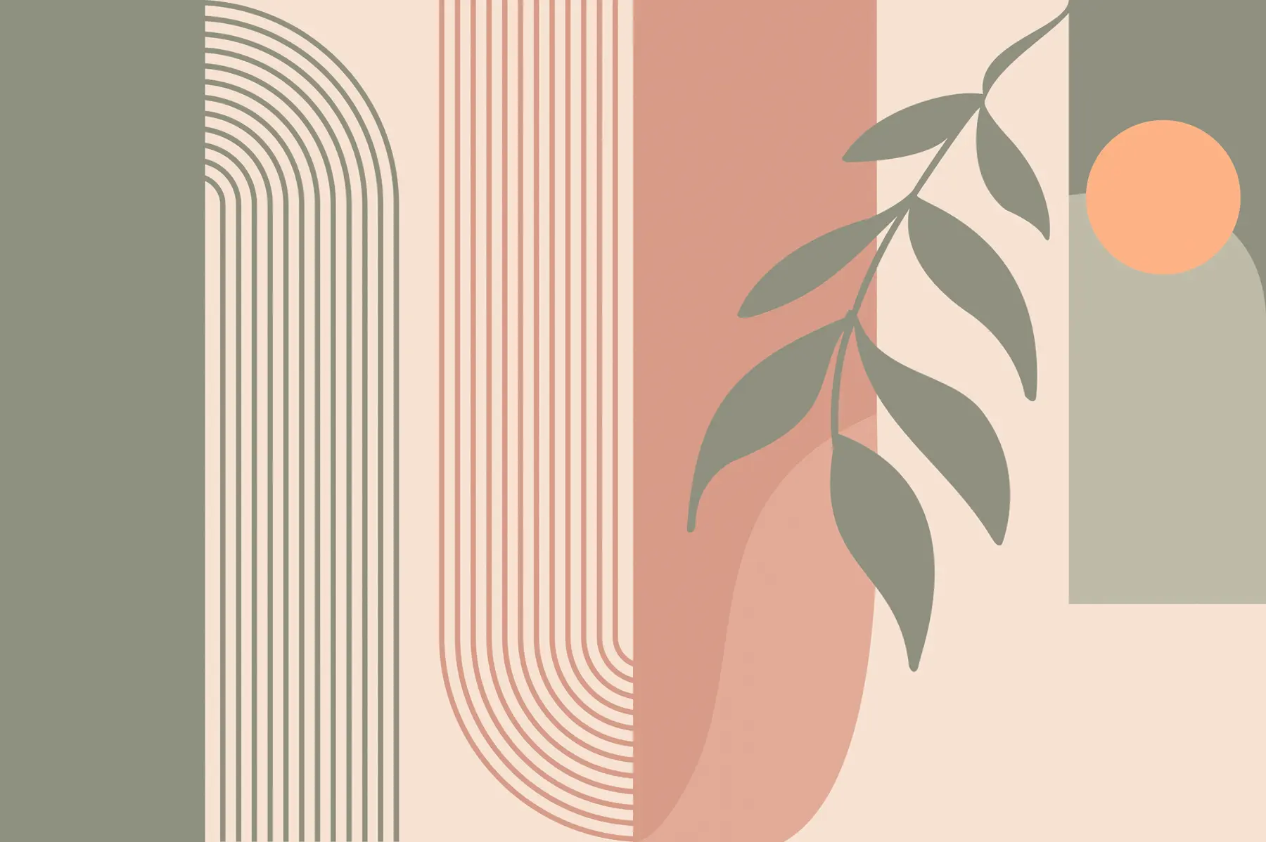 wall murals Arches and decorative elements in boho style u94153