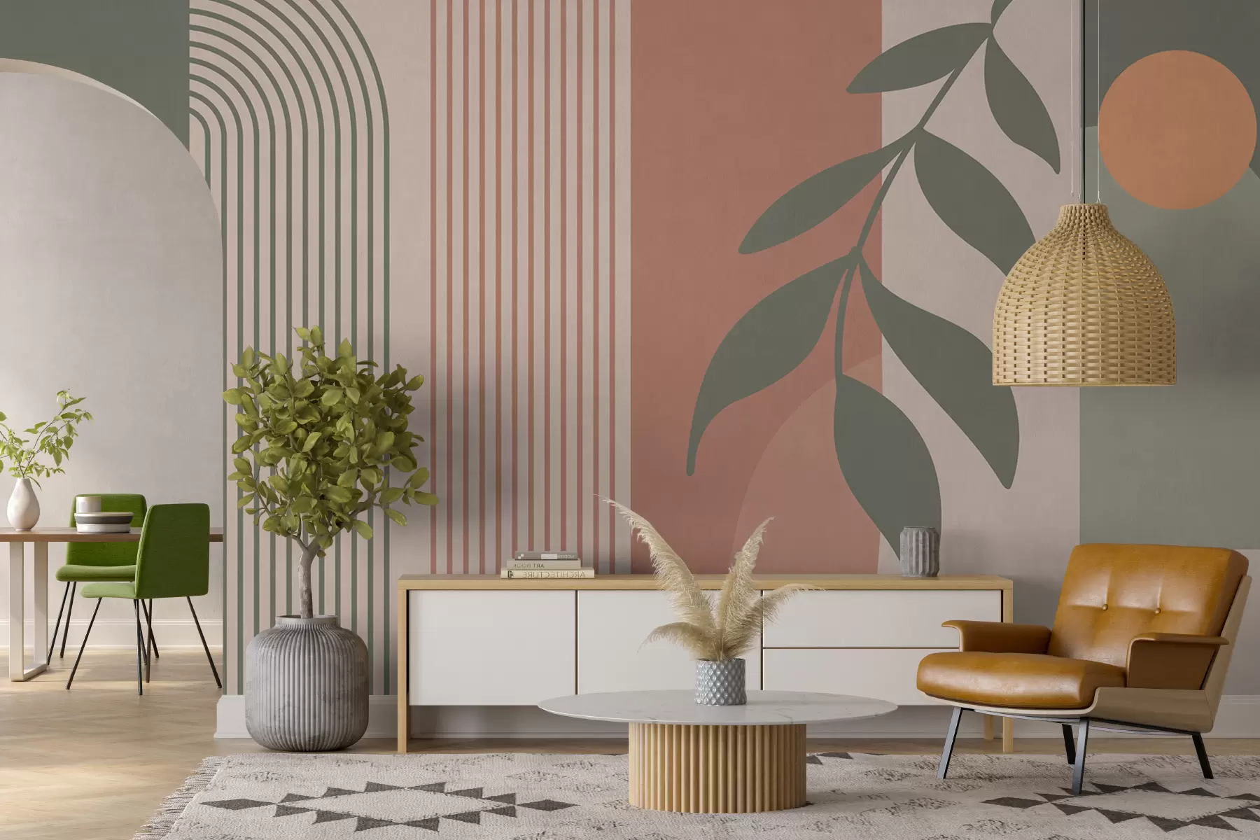 wall murals Arches and decorative elements in boho style u94153