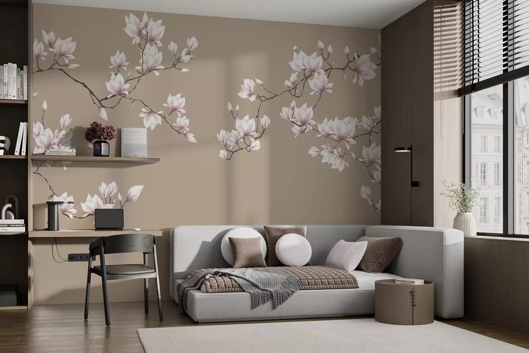 wall murals Blooming branches of pink magnolia u94363