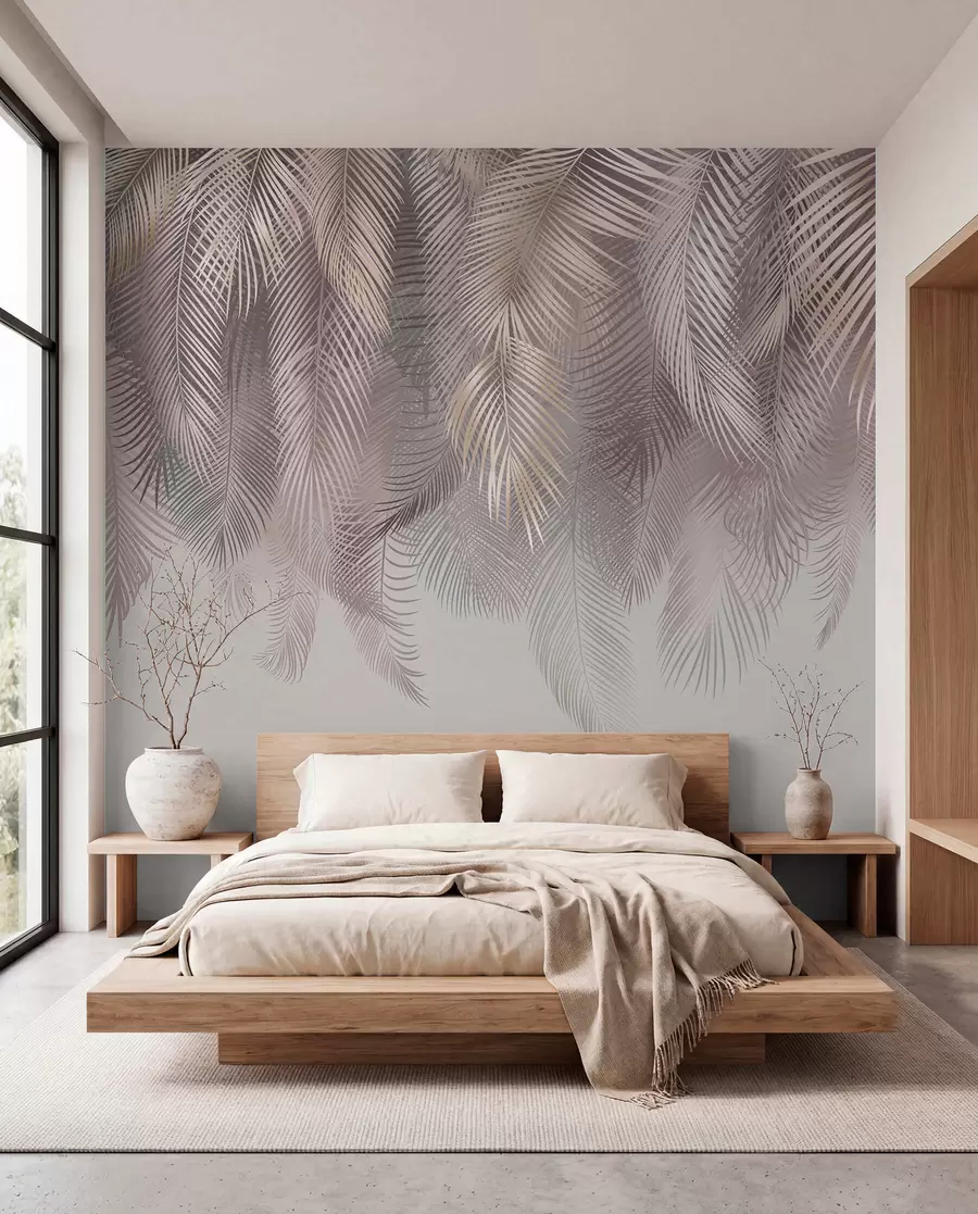 wall murals Pink palm leaves u94375
