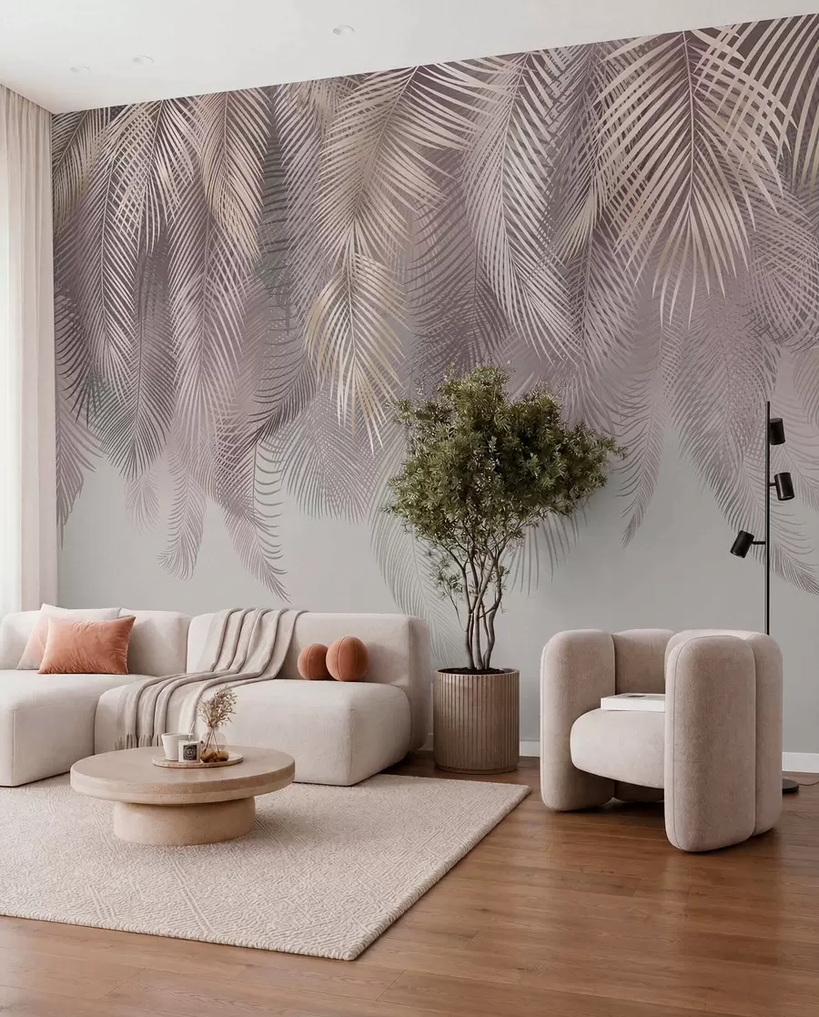 wall murals Pink palm leaves u94375