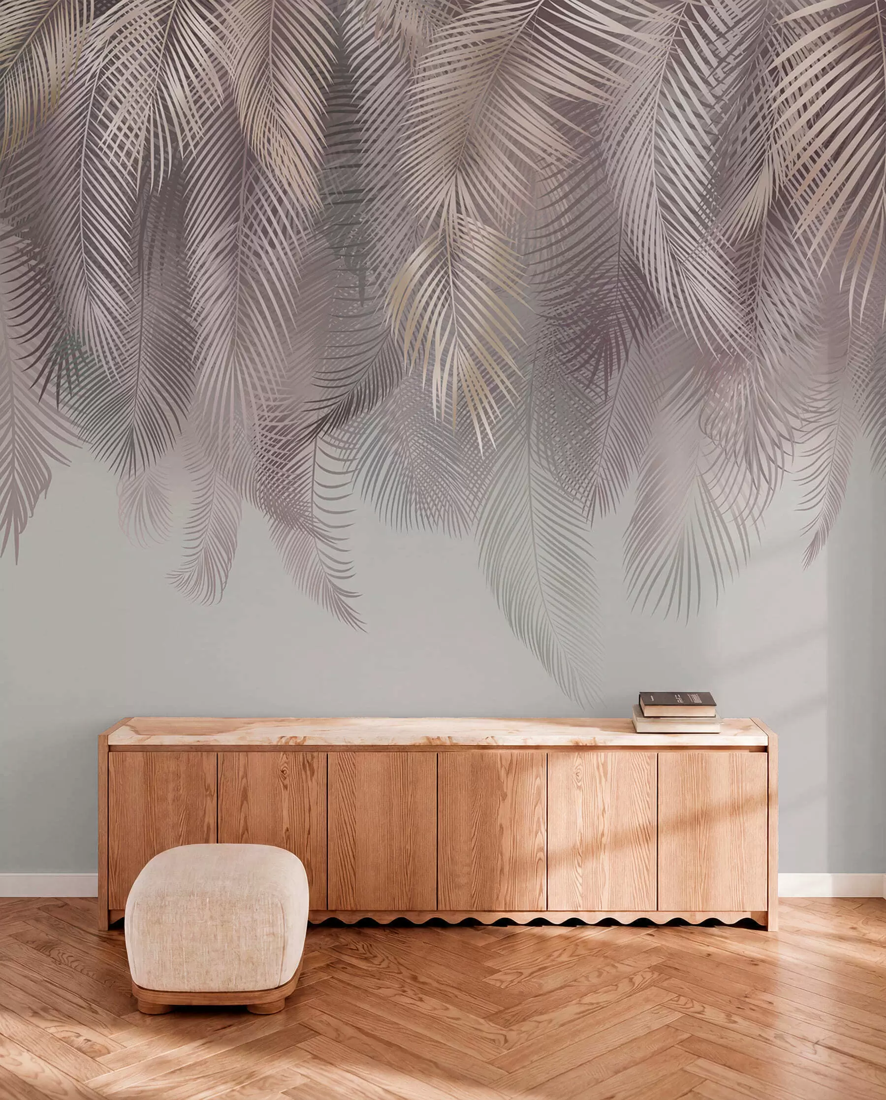 wall murals Pink palm leaves u94375