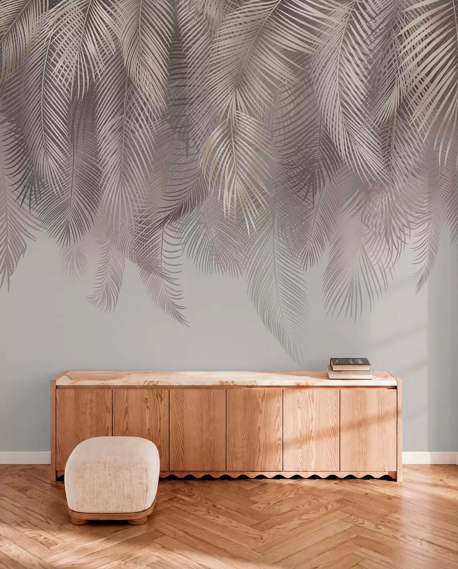 wall murals Pink palm leaves u94375