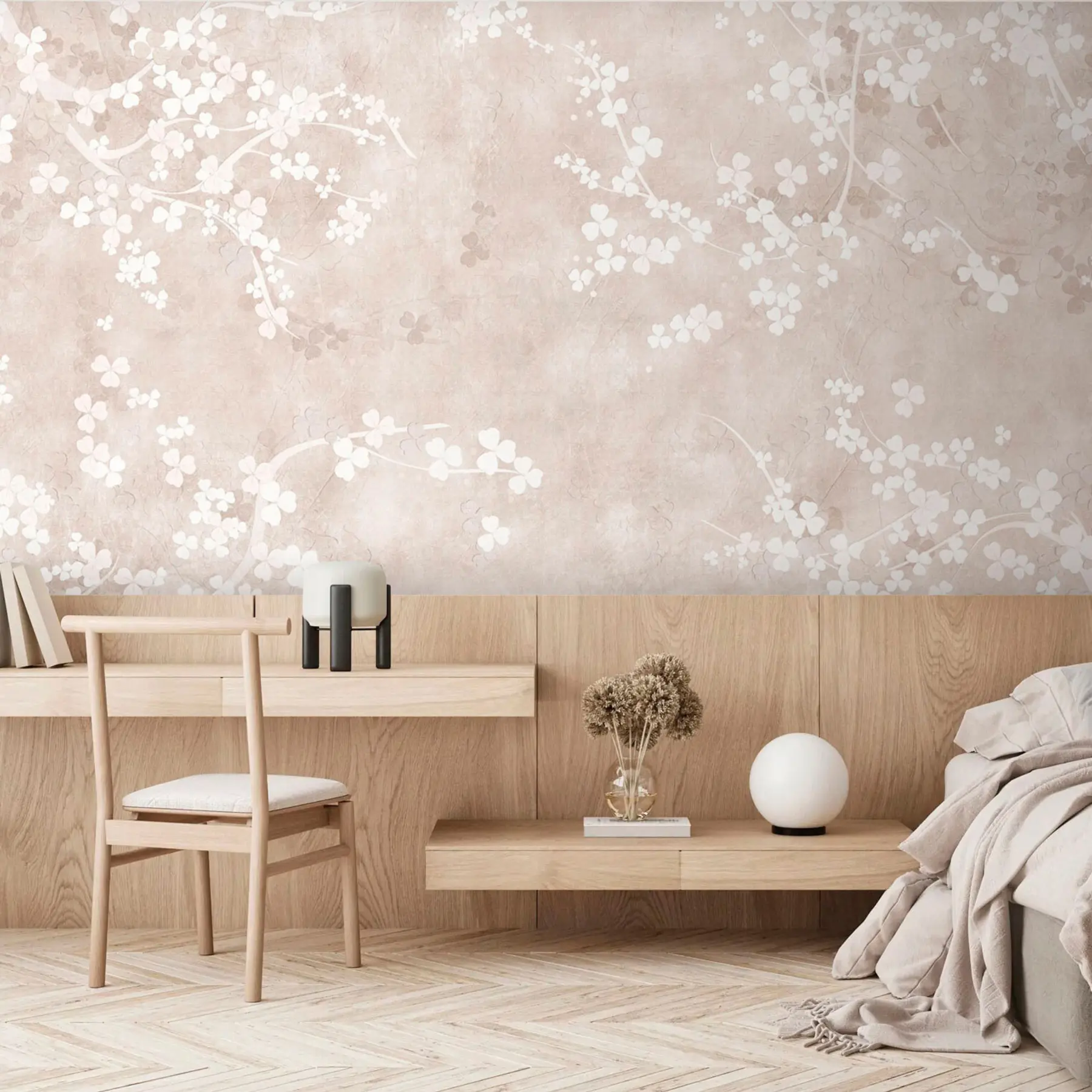 wall murals White fragile twigs and flowers u94458