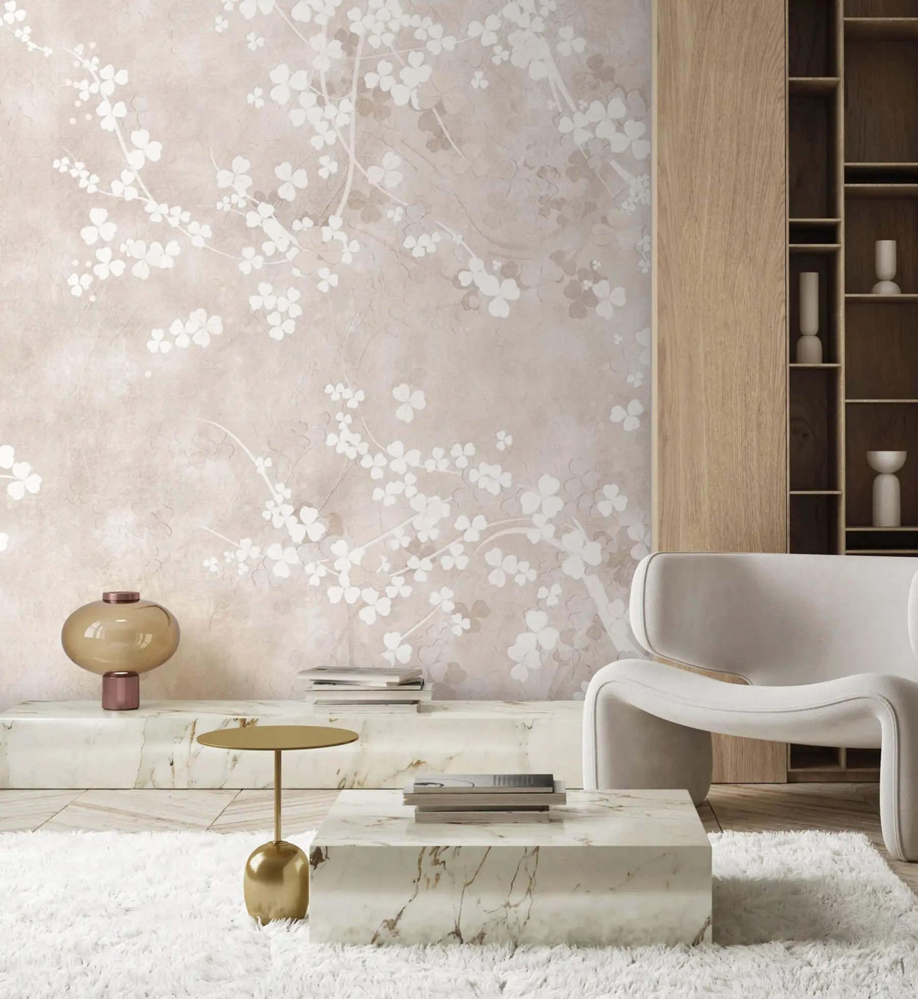 wall murals White fragile twigs and flowers u94458