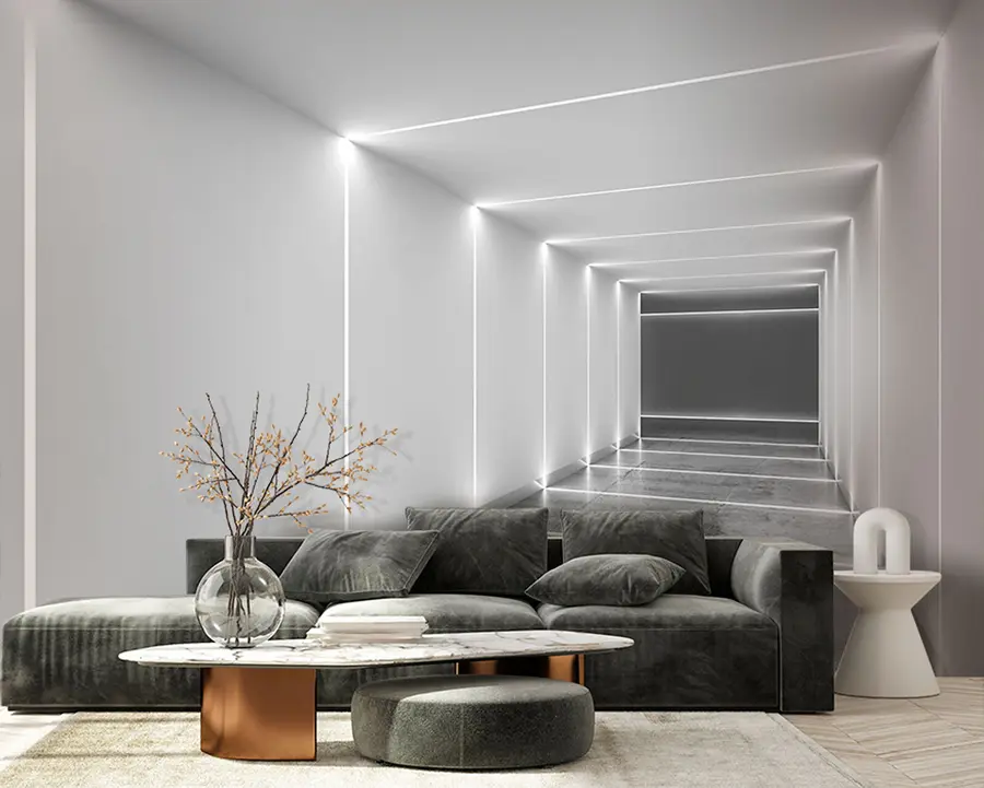 wall murals White tunnel with polished concrete floor u95075