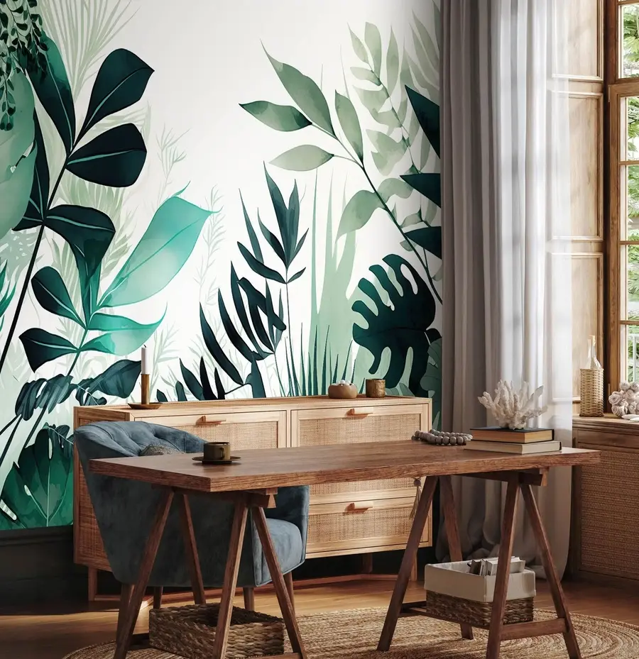wall murals Green leaves u75434