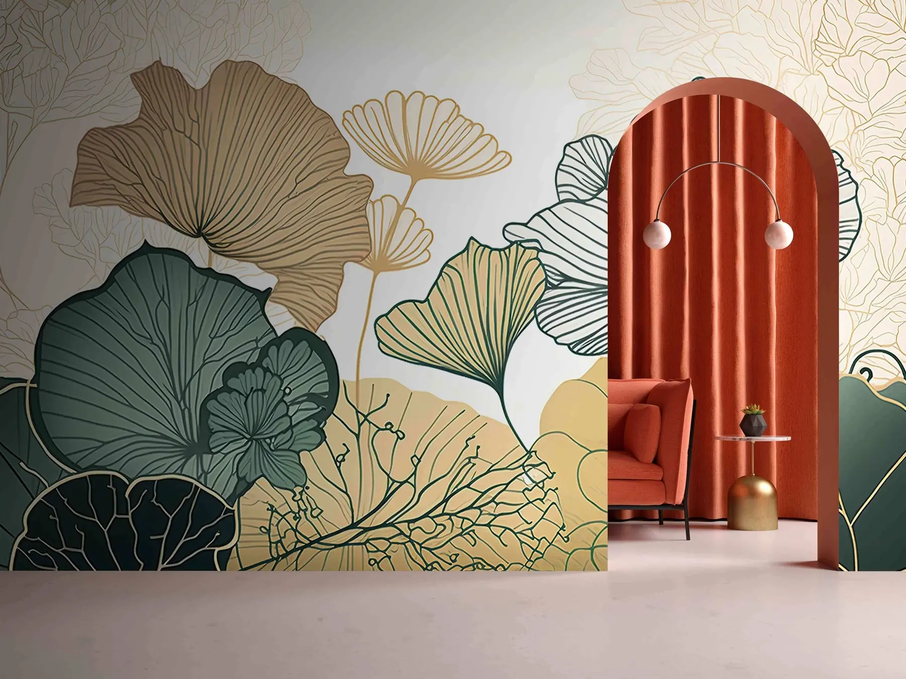 wall murals Leaf contours u75442