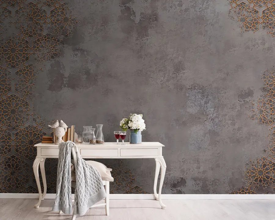 wall murals Geometric shapes on the background of an aged wall u94955