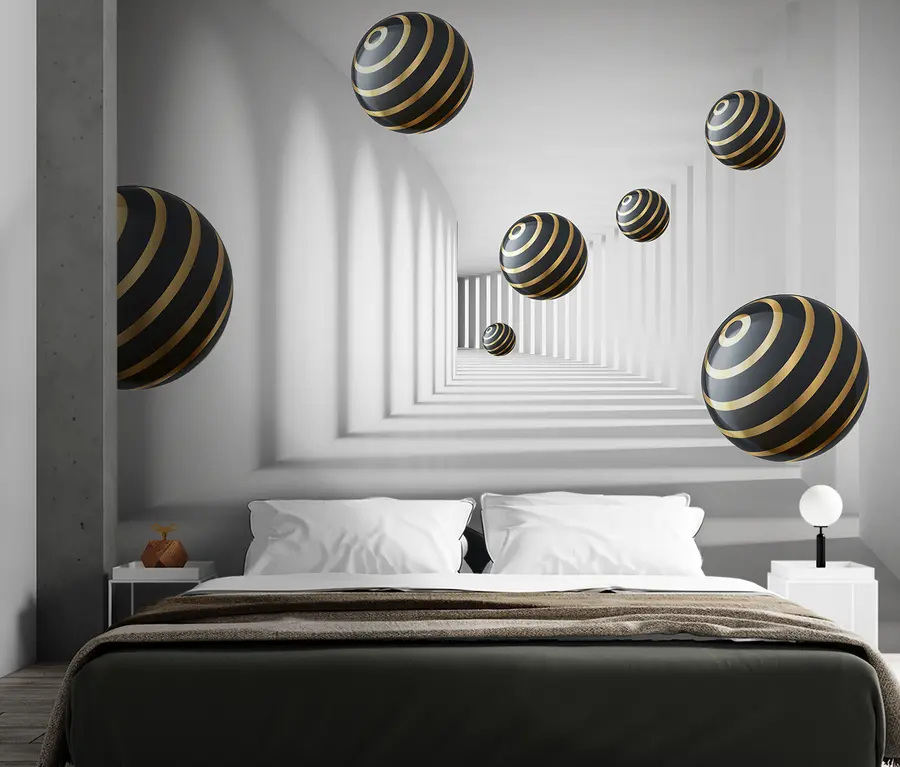 wall murals 3d abstract tunnel with balls u95356