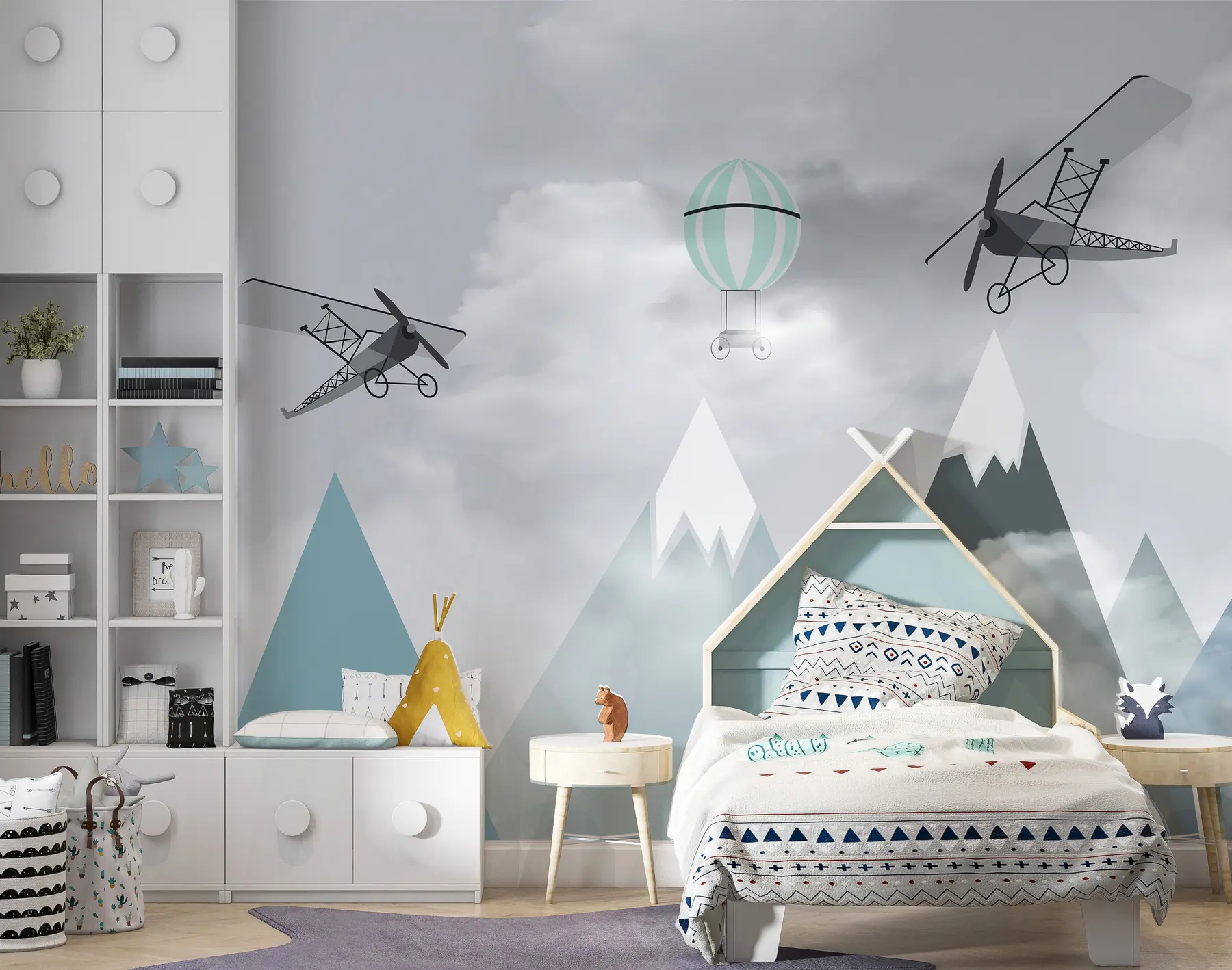 wall murals Mountains, planes, balloons u95370
