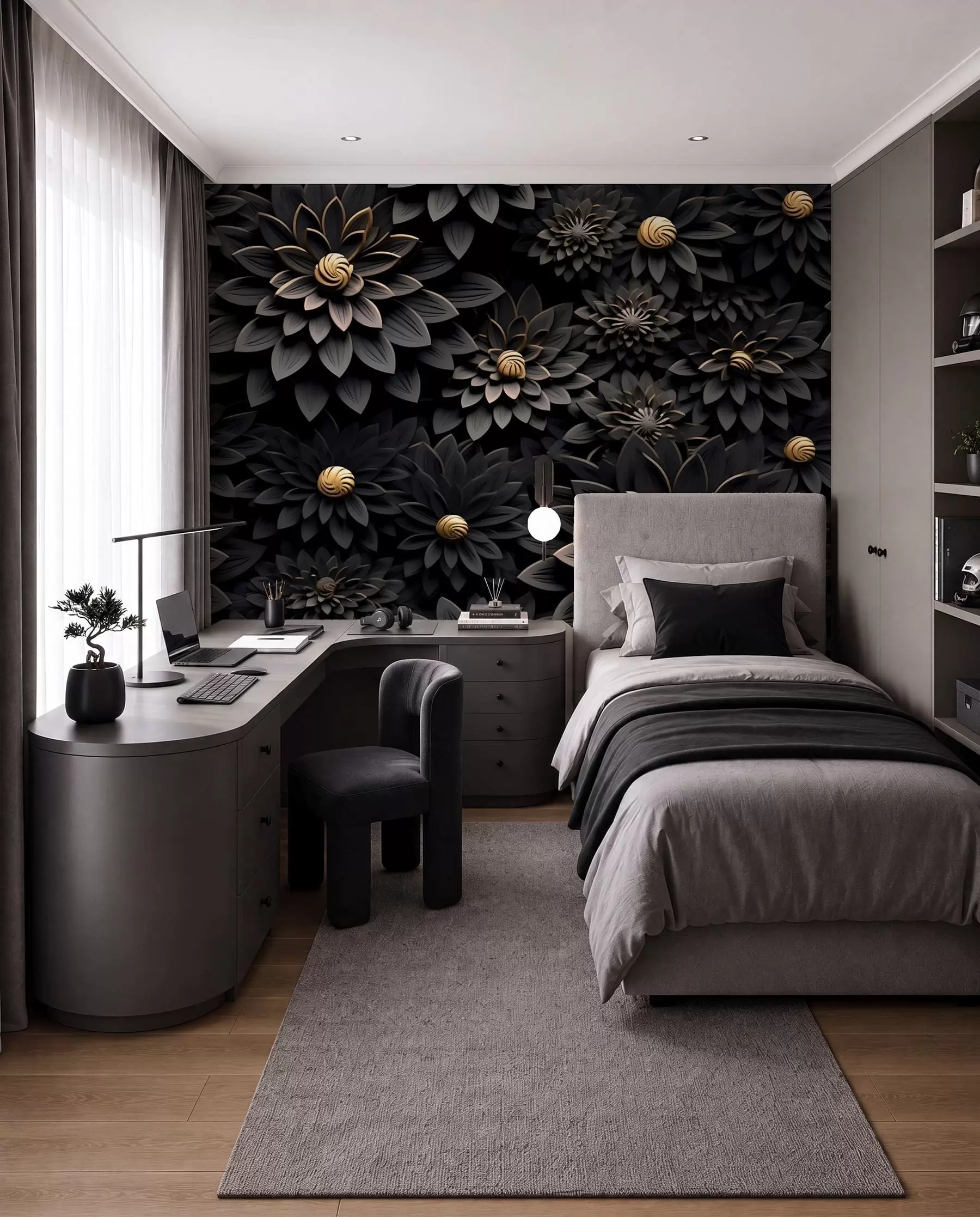 wall murals Black Petal Garden u95249