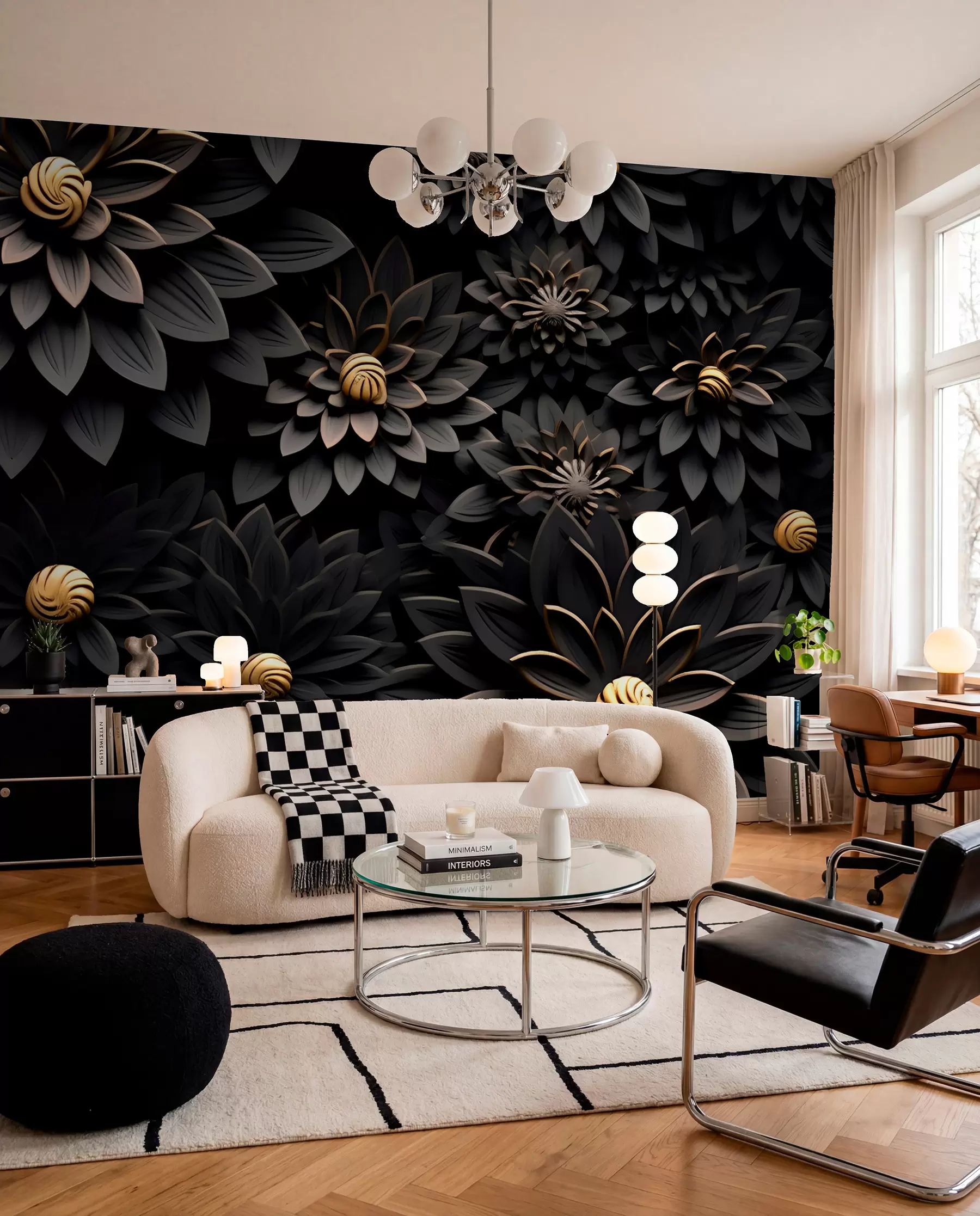wall murals Black Petal Garden u95249