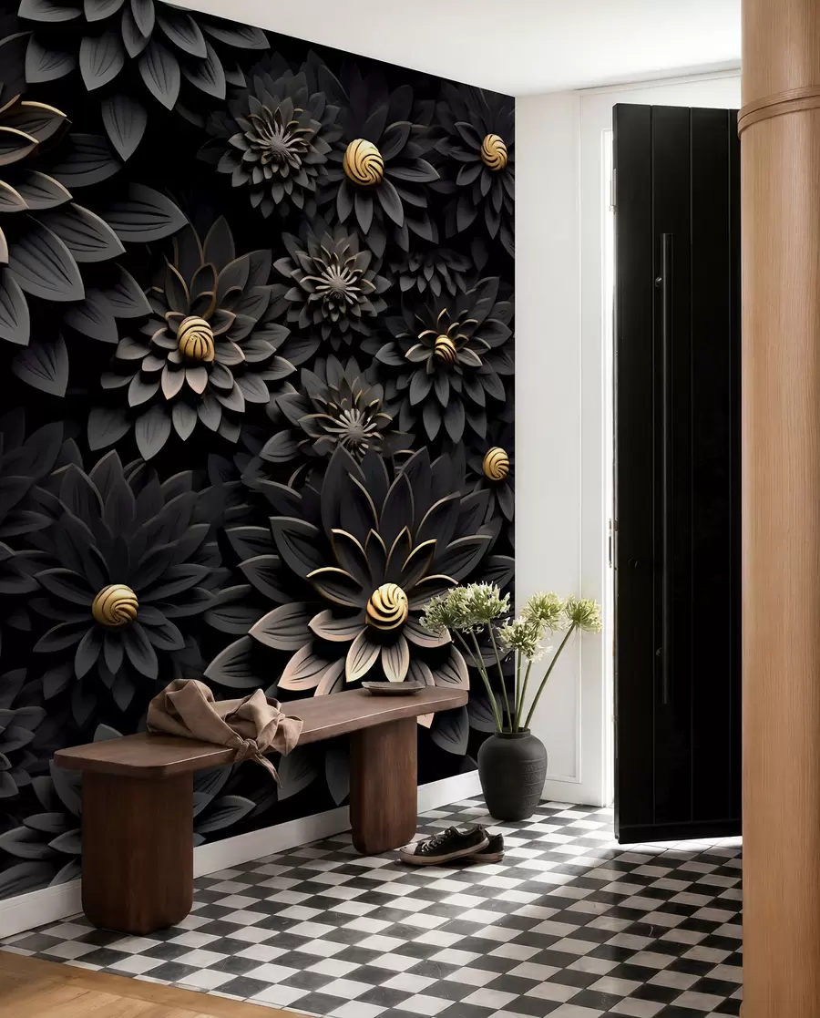 wall murals Black Petal Garden u95249
