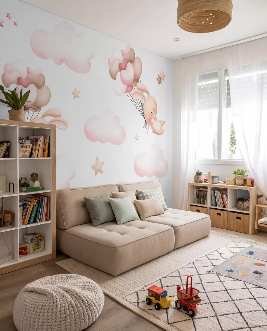 wall murals Bunnies on a Balloon Journey u95399