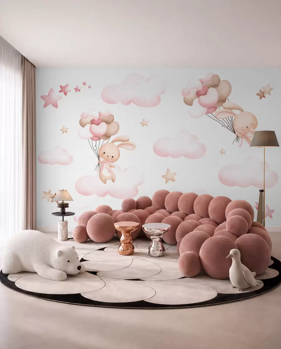 wall murals Bunnies on a Balloon Journey u95399