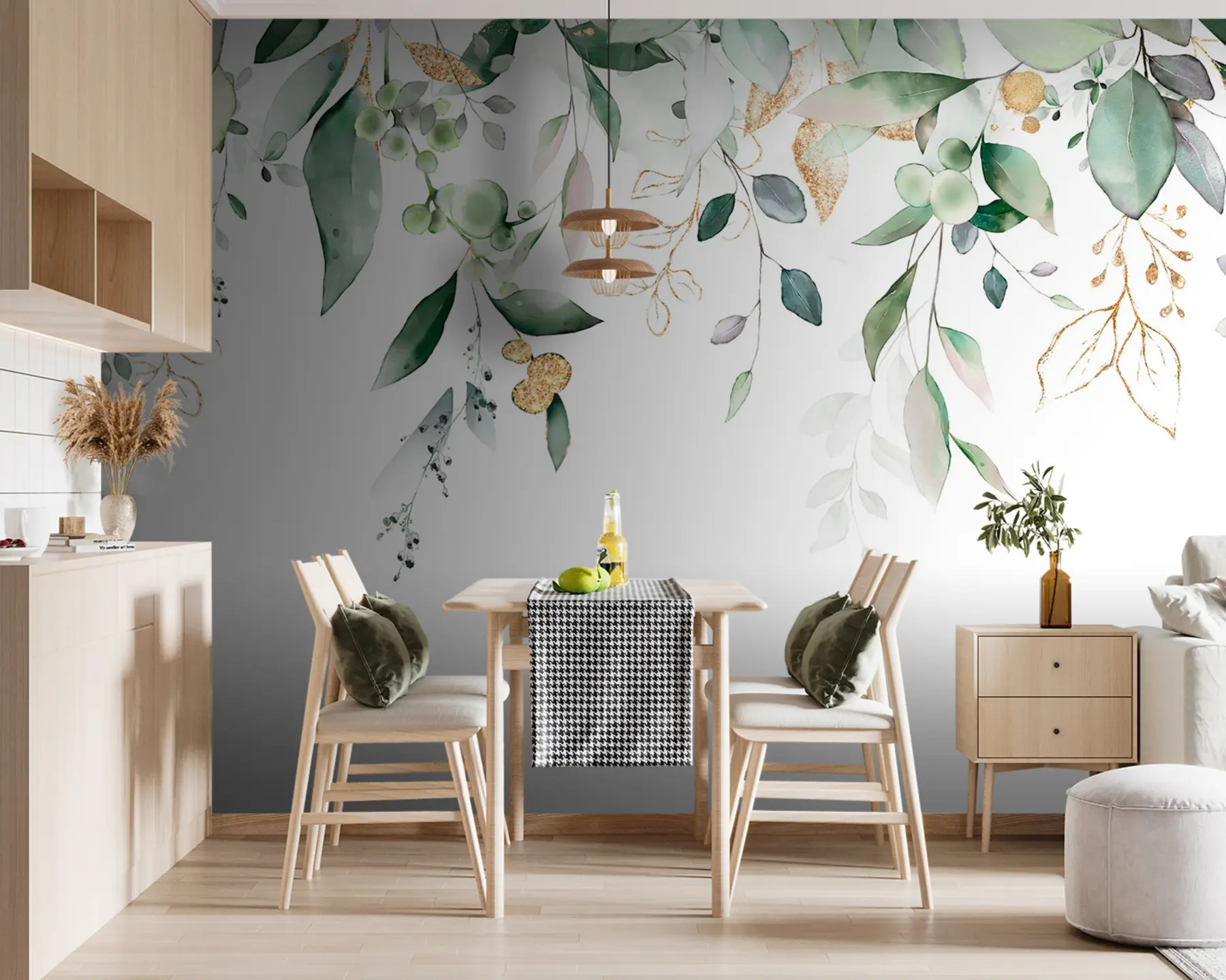 wall murals Hanging eucalyptus leaves on a white background u95506