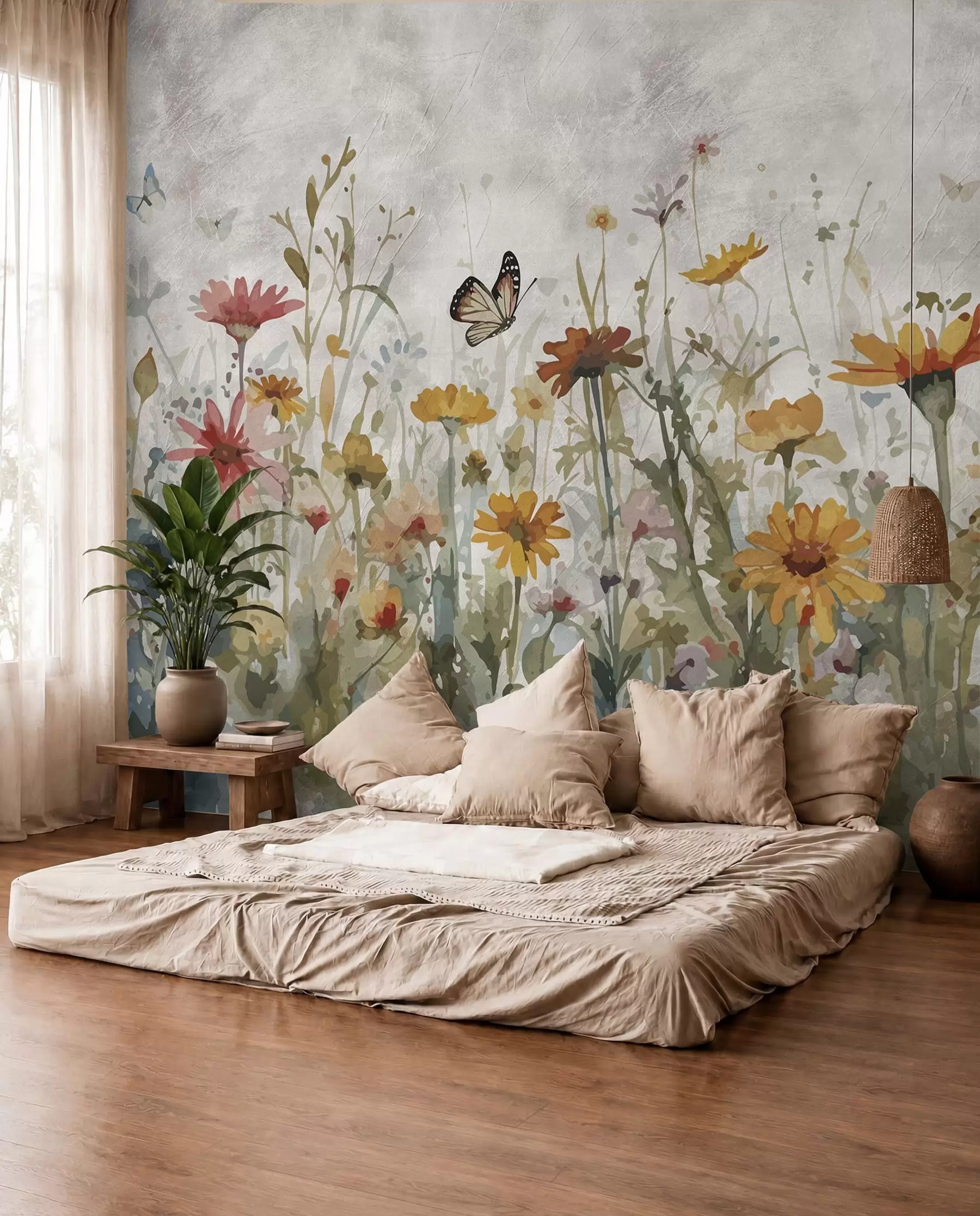 wall murals Butterflies among Flowers u95406