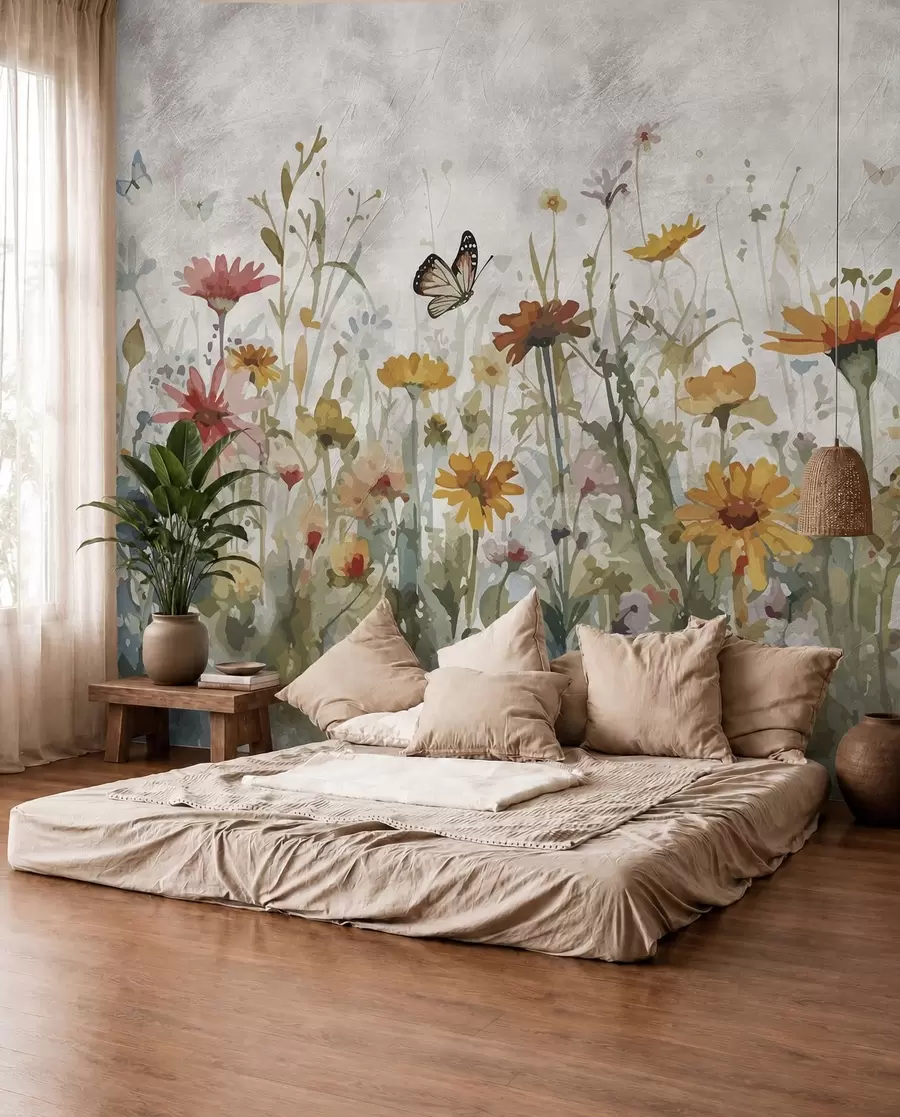 wall murals Butterflies among Flowers u95406