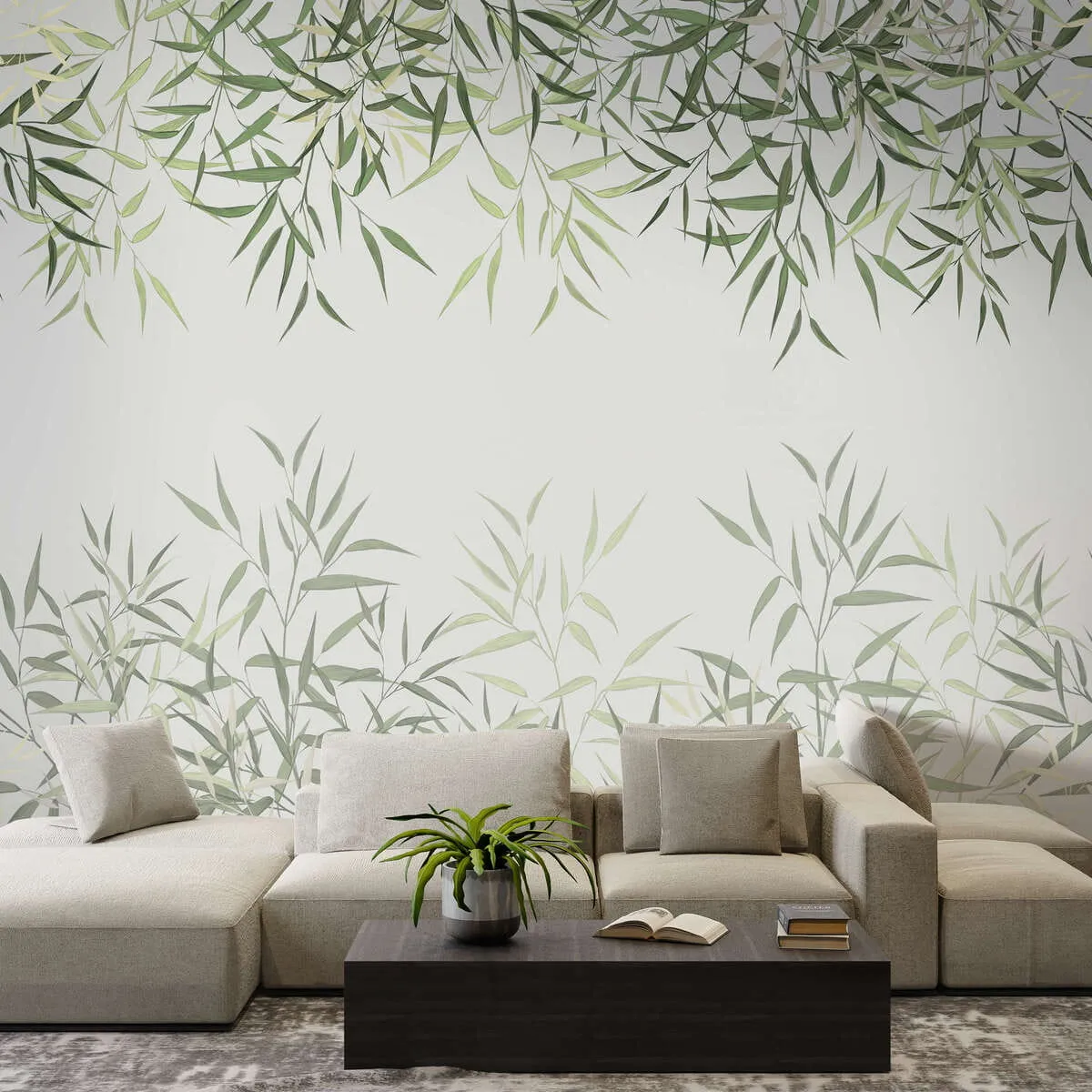 wall murals reed bamboo leaves u95355