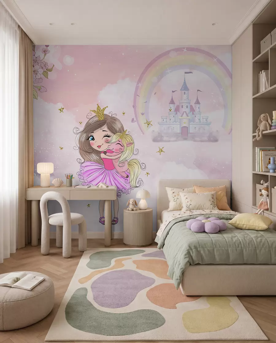 wall murals A Princess and Her Unicorn u95401