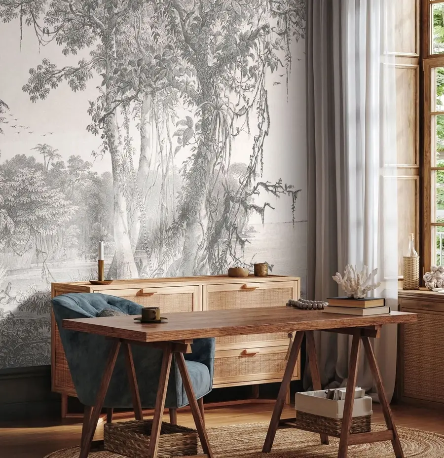 wall murals Forest landscape with vintage style u95795
