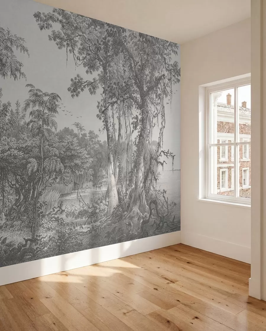 wall murals Forest landscape with vintage style u95795