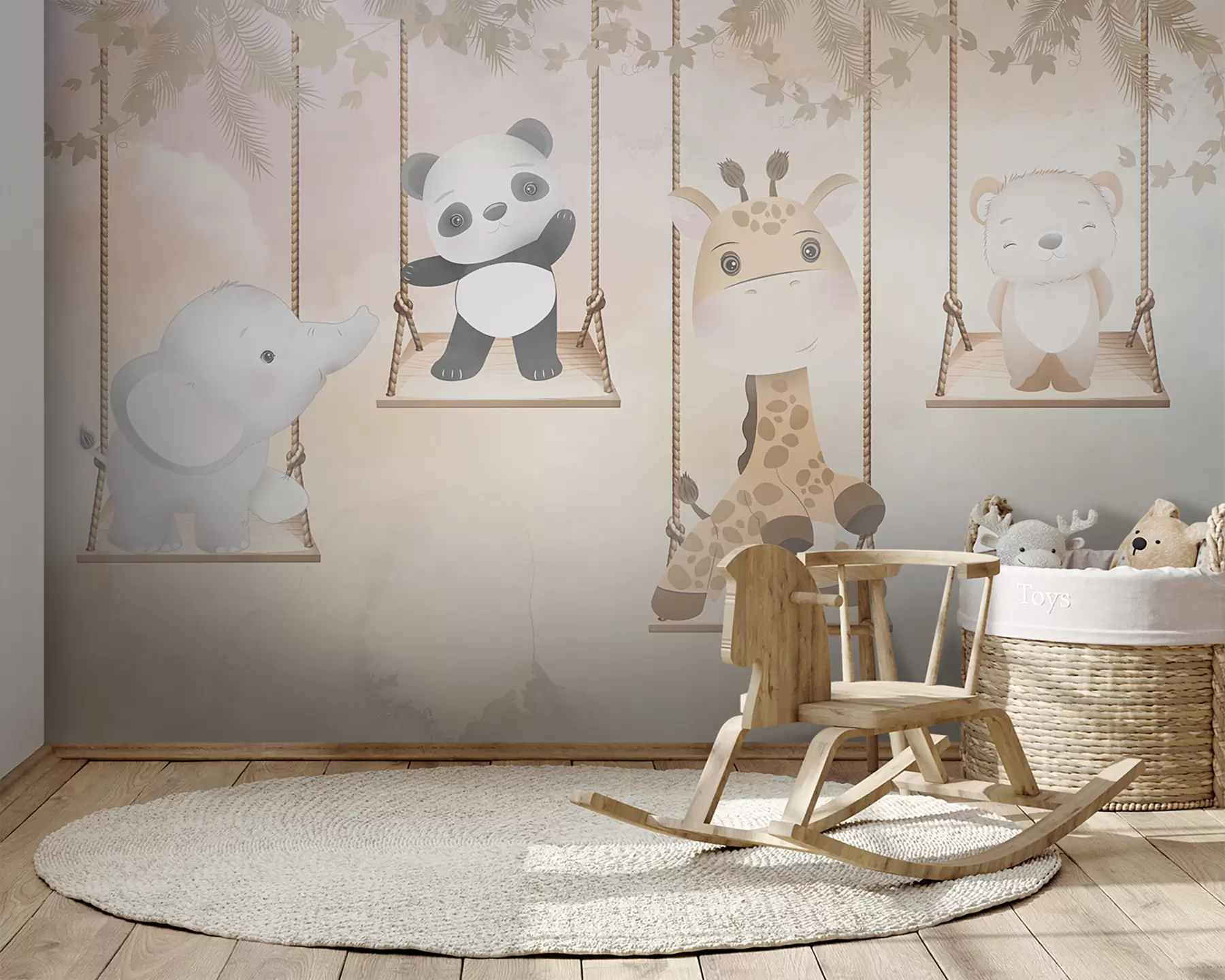 wall murals Animals on a swing on a gentle background u95699