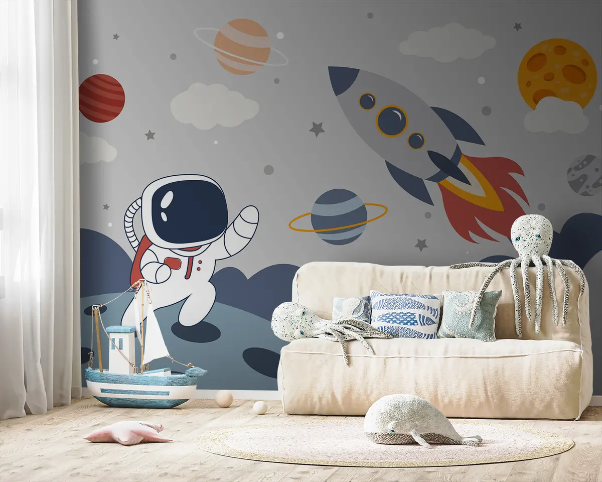 wall murals Astronaut, rocket and planets u95706