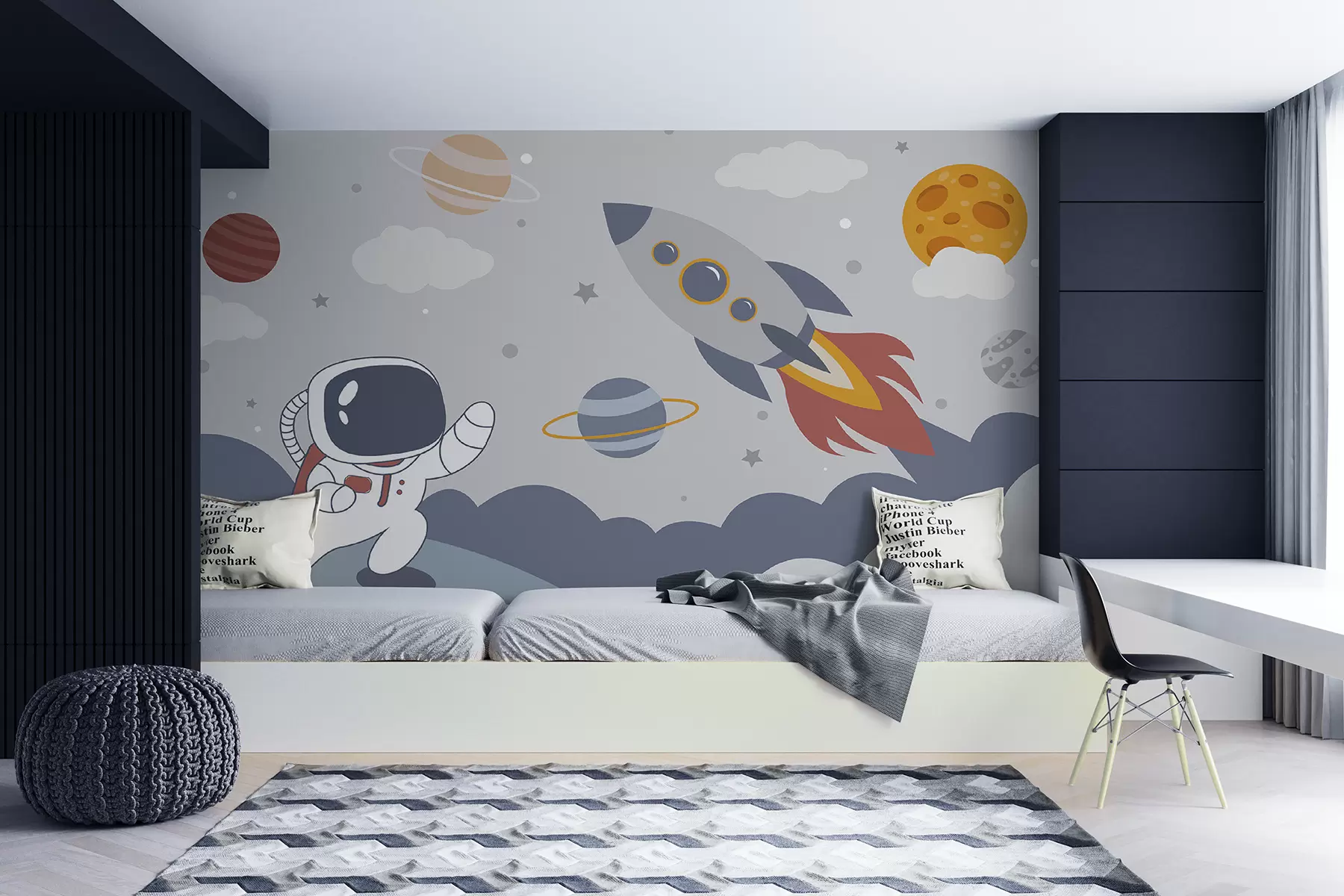wall murals Astronaut, rocket and planets u95706
